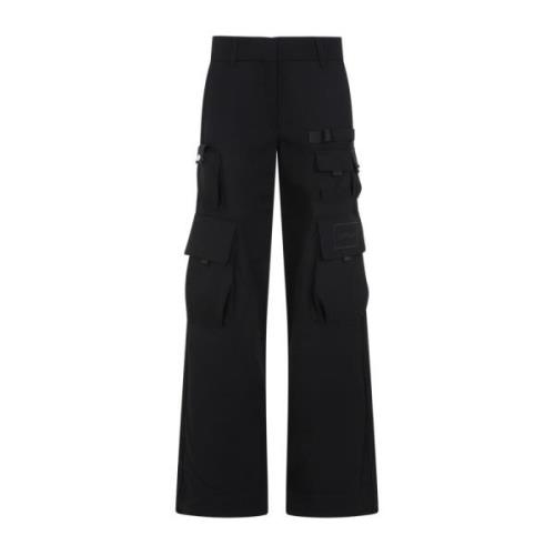 Zwarte Cargo Broek Modern Ontwerp Off White , Black , Dames