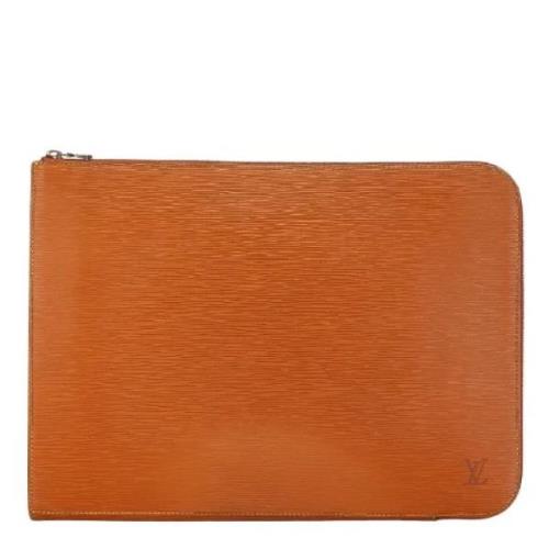 Pre-owned Leather clutches Louis Vuitton Vintage , Orange , Dames