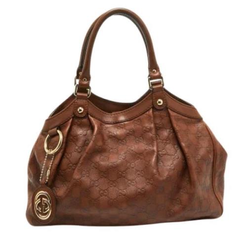 Pre-owned Leather totes Gucci Vintage , Brown , Dames