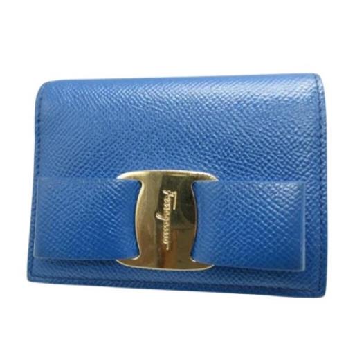 Pre-owned Leather wallets Salvatore Ferragamo Pre-owned , Blue , Dames