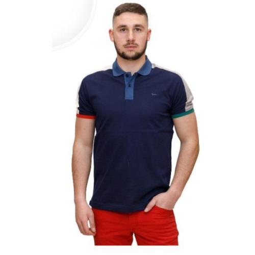 Blauwe Polo met Contrastdetails Harmont & Blaine , Blue , Heren