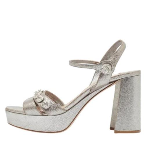 Pre-owned Leather sandals Miu Miu Pre-owned , Gray , Dames