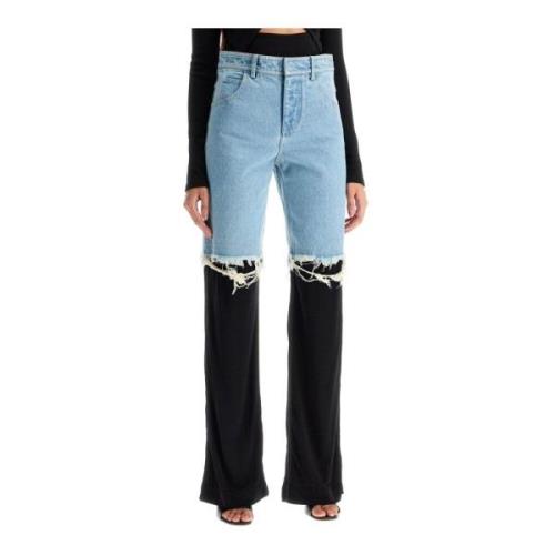 High-waisted jeans met jersey inzetstukken Christopher Esber , Multico...