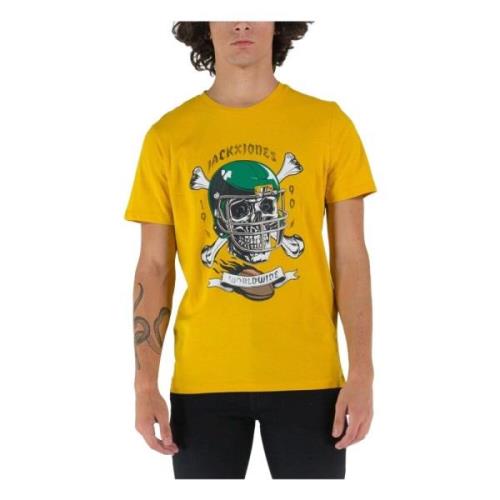 Jorcaptain Tee Crewneck T-shirt Jack & Jones , Yellow , Heren