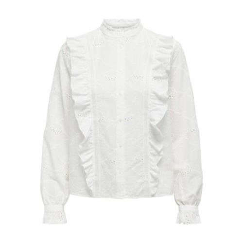 Lange mouw geborduurd overhemd Only , White , Dames