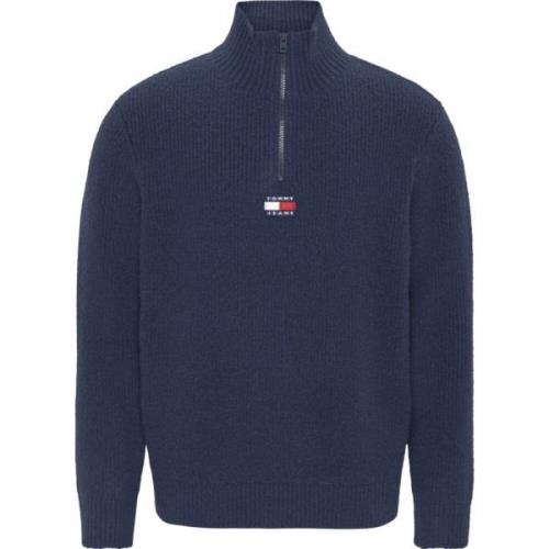 Blauwe Sweater met Maglia Stijl Tommy Jeans , Blue , Heren