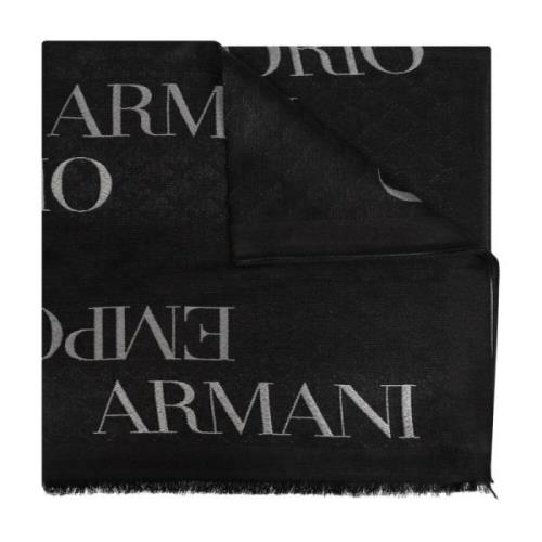 Sjaal met logo Emporio Armani , Black , Dames