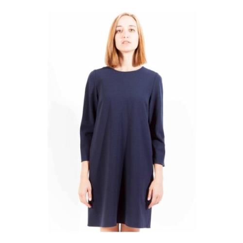 Blauwe Polyester Jurk, Korte Mouwen, Ronde Hals Gant , Blue , Dames