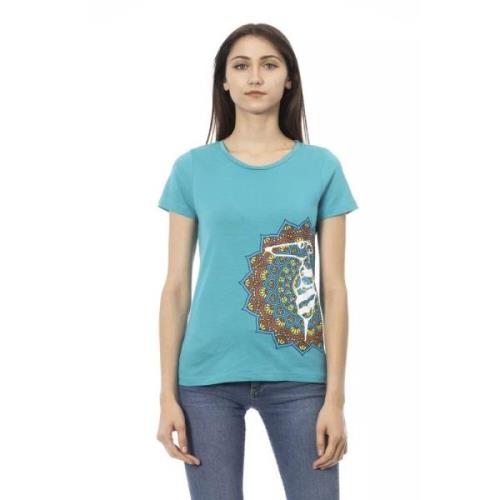 Lichtblauwe Ronde Hals Tee Trussardi , Blue , Dames