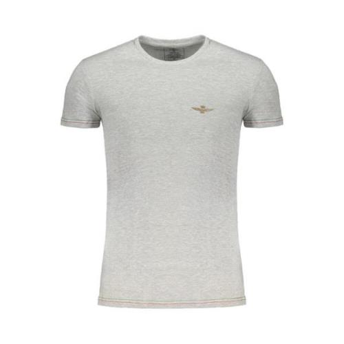 Grijze Katoenen T-Shirt met Print Aeronautica Militare , Gray , Heren