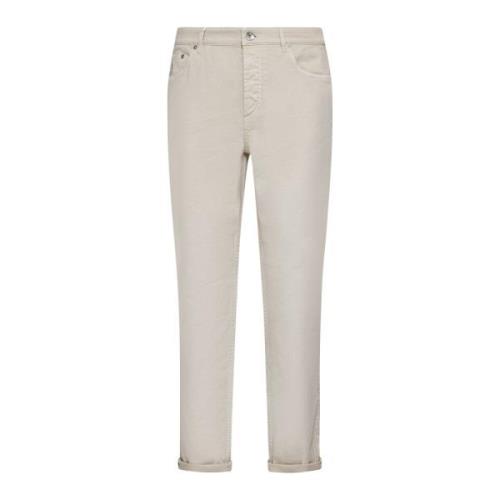 Witte Stretch Denim Straight Leg Jeans Brunello Cucinelli , Beige , He...