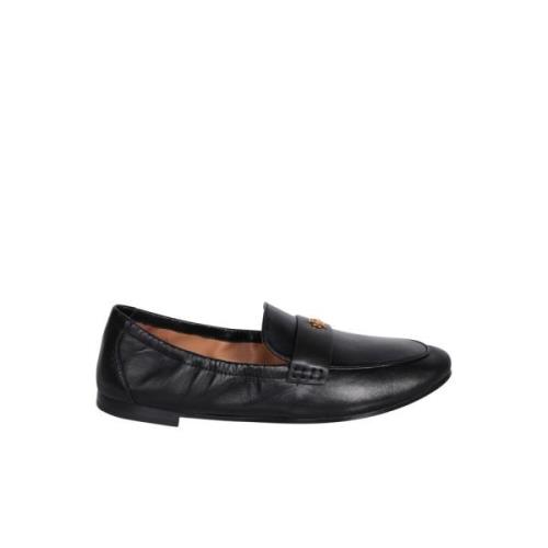 Zwarte Leren Ballerina Schoenen Tory Burch , Black , Dames