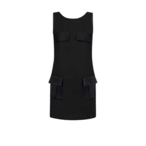 Mouwloze Satijnen Achterzakken Jurk Elisabetta Franchi , Black , Dames