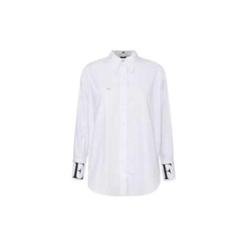 Witte Katoenen Oversize Logo Shirt Elisabetta Franchi , White , Dames