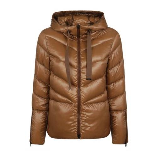 Gewatteerde Nylon Cape Kameel V-Stijl Herno , Brown , Dames