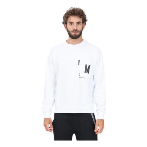 Witte Crewneck Sweater Casual Herfst Winter Moschino , White , Heren