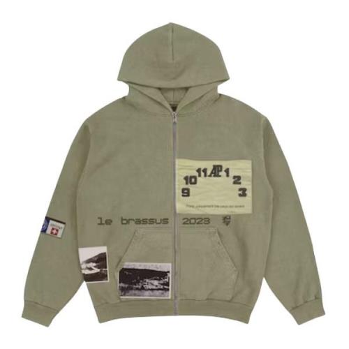 Beperkte oplage Zip Up Hoodie Khaki Brown Travis Scott , Green , Heren