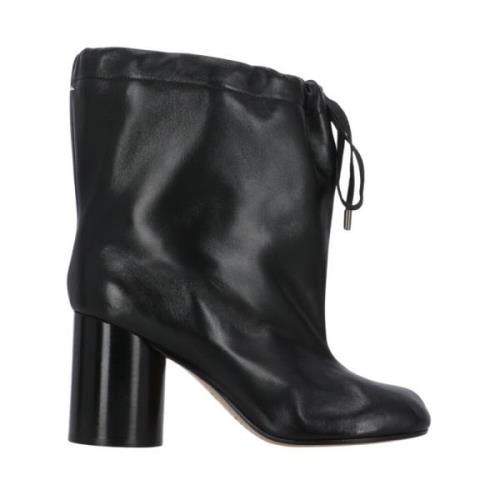 Zwarte Leren Tabi Teen Laarzen Maison Margiela , Black , Dames