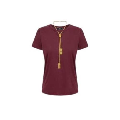 Bordeaux Ketting Goud T-shirt Ma009 CG3 Elisabetta Franchi , Red , Dam...