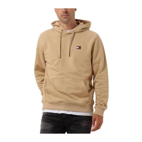 Beige Badge Hoodie voor Heren Tommy Jeans , Beige , Heren