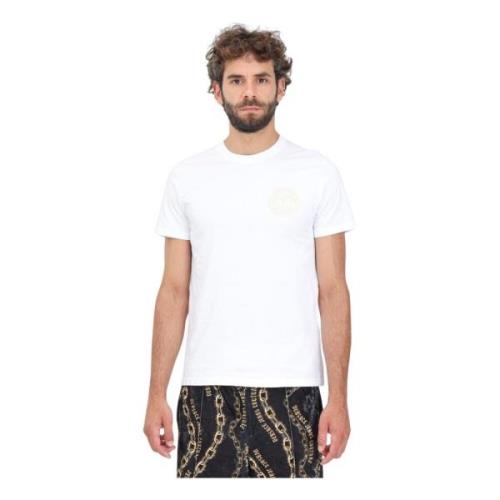 Witte korte mouw logo T-shirt Versace Jeans Couture , White , Heren