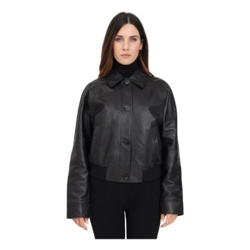 Zwarte leren Muscari-jas Max Mara , Black , Dames