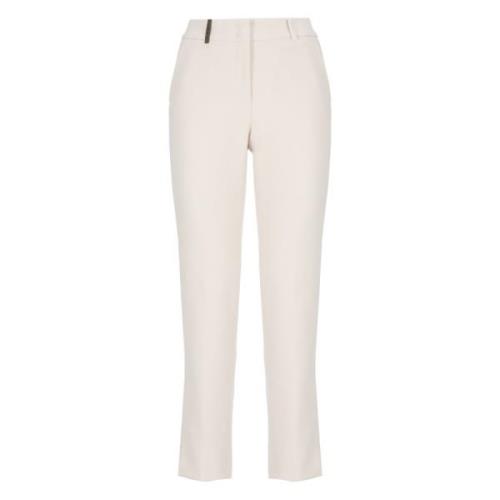 Roze Broek met Leren Detail Peserico , Beige , Dames