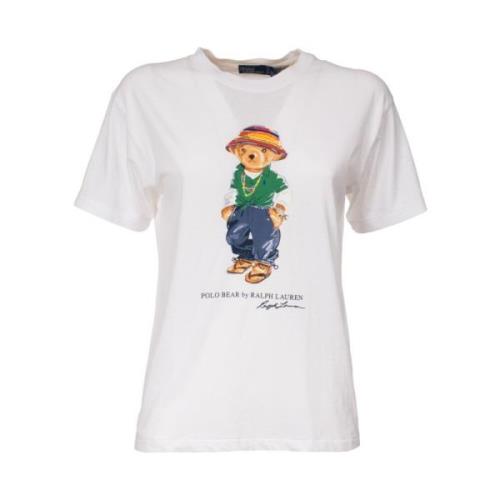 Katoenen Polo Bear T-shirt Polo Ralph Lauren , White , Dames