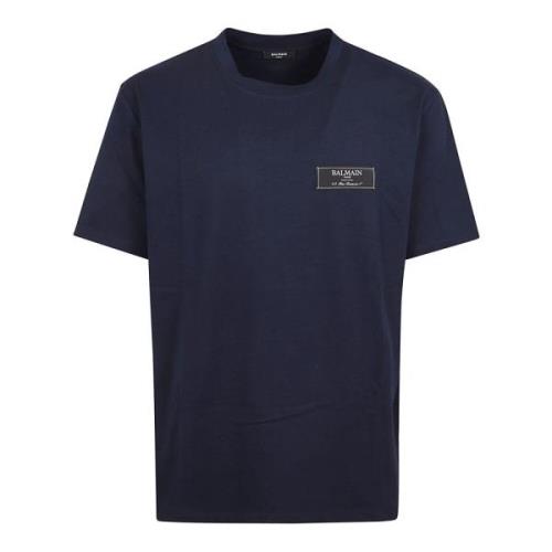 Label T-Shirt - Straight Fit Balmain , Blue , Heren