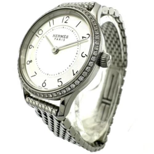 Pre-owned Stainless Steel watches Hermès Vintage , White , Dames