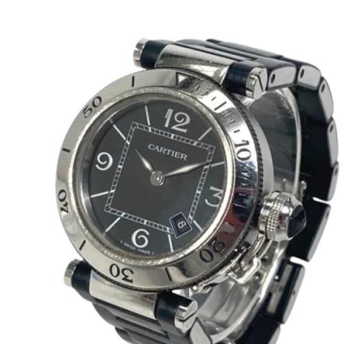 Pre-owned Stainless Steel watches Cartier Vintage , Black , Dames