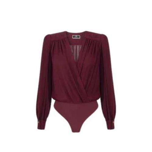 Bordeaux Viscose Body Blouse Cb009 CG3 Elisabetta Franchi , Red , Dame...