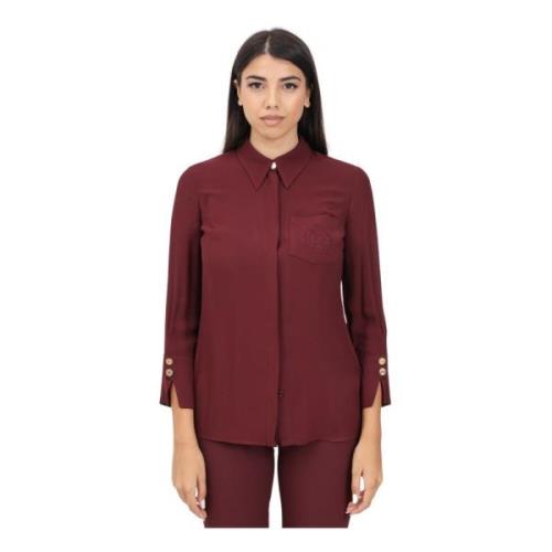 Burgundy Georgette Elegant Women's Shirt Elisabetta Franchi , Red , Da...