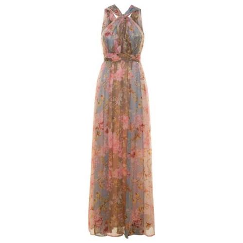 Bloemen Halter Maxi Jurk Liu Jo , Multicolor , Dames