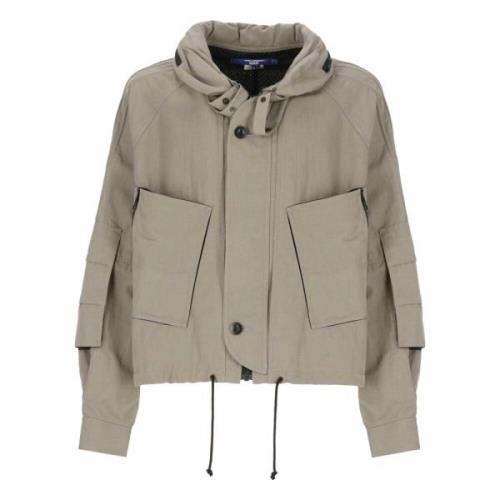 Groene Katoen Linnen Jas met Capuchon Junya Watanabe , Beige , Heren