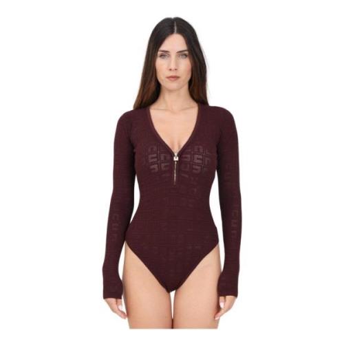 Burgundy Net Stitch Bodysuit Elisabetta Franchi , Red , Dames