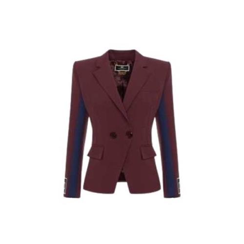 Navy Bordeaux Dubbel-Breasted Jas Elisabetta Franchi , Brown , Dames