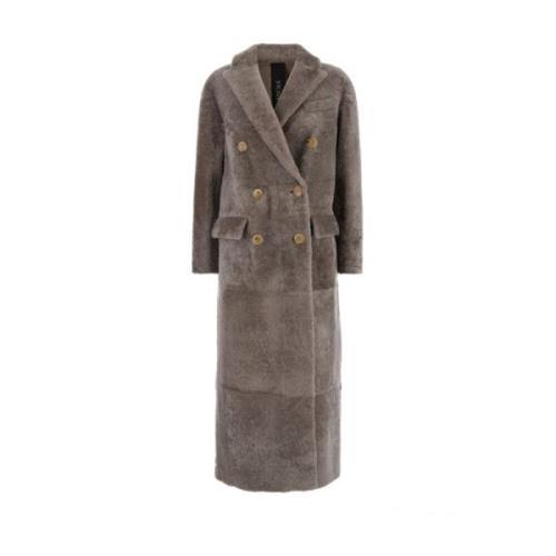 Shearling Double-Breasted Bruine Jas Blancha , Brown , Dames