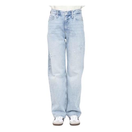 High Rise Relaxed Denim Jeans Calvin Klein Jeans , Blue , Dames