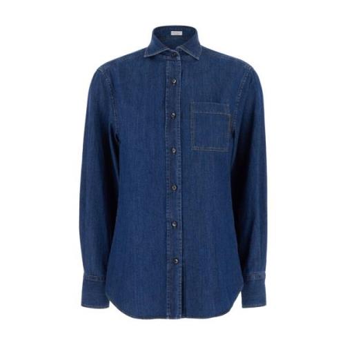 Denim Shirt voor Mannen Brunello Cucinelli , Blue , Dames