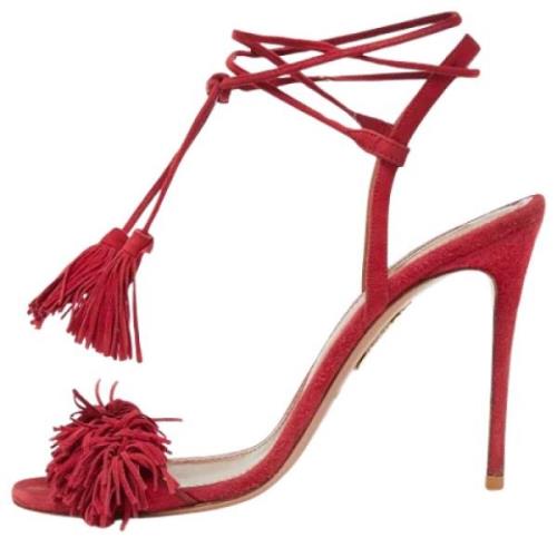 Pre-owned Suede sandals Aquazzura Pre-owned , Red , Dames