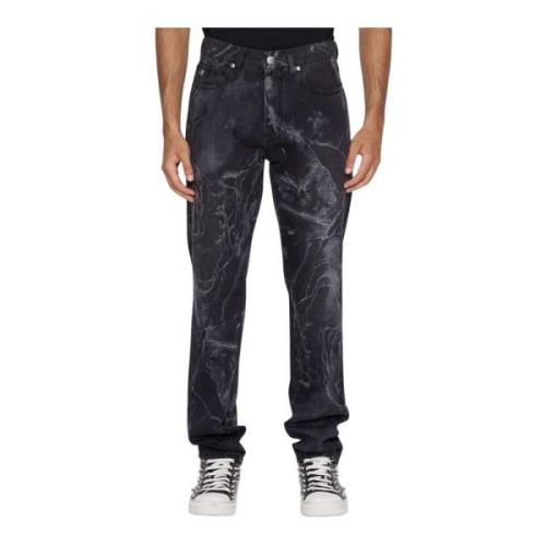 Regular jeans met allover patroon John Richmond , Black , Heren