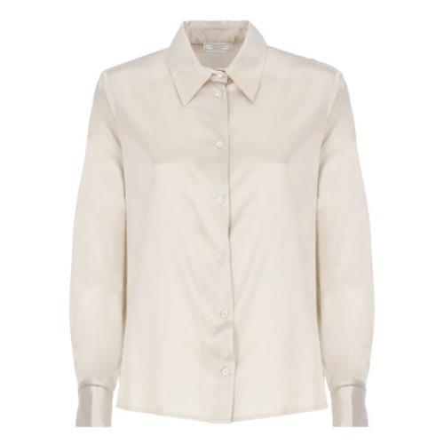 Beige Zijden Shirt met Kraag Peserico , Beige , Dames