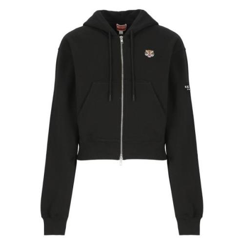 Zwarte Tiger Geborduurde Hoodie Kenzo , Black , Dames