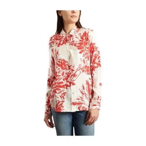 Rode Witte Bloemen Zijden Overhemd Equipment , Multicolor , Dames