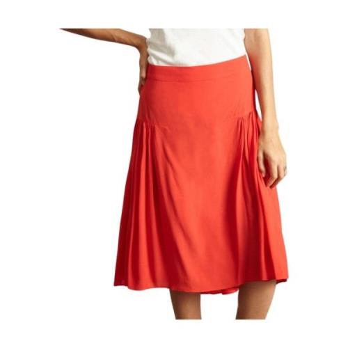 Geplooide Rode Viscose Rok Closed , Red , Dames