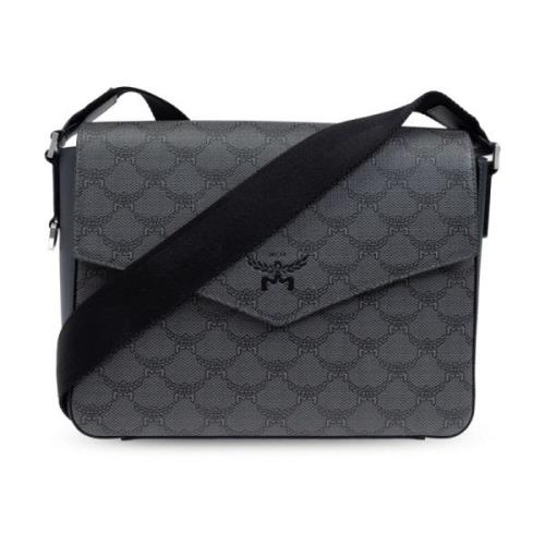 Schoudertas met logo MCM , Gray , Heren