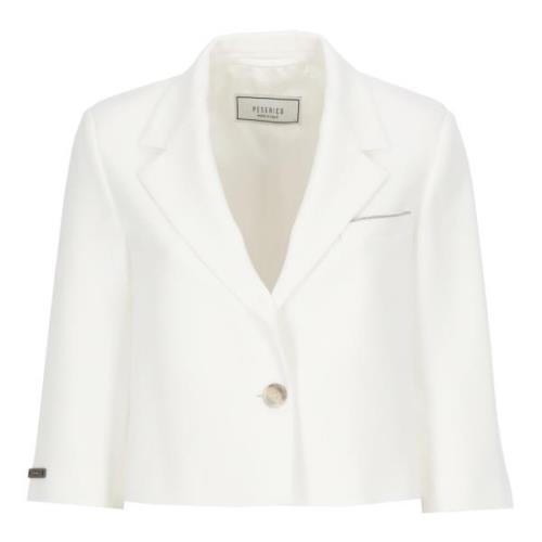 Witte Single Breasted Blazer met Peak Revers Peserico , White , Dames