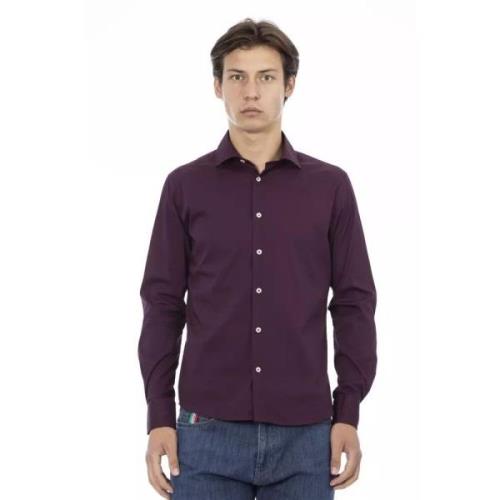 Elegante Bordeaux Slim Fit Herenoverhemd Baldinini , Purple , Heren