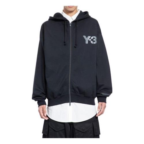 Zwart Logo Zip Hoodie Oversized Fit Y-3 , Black , Heren